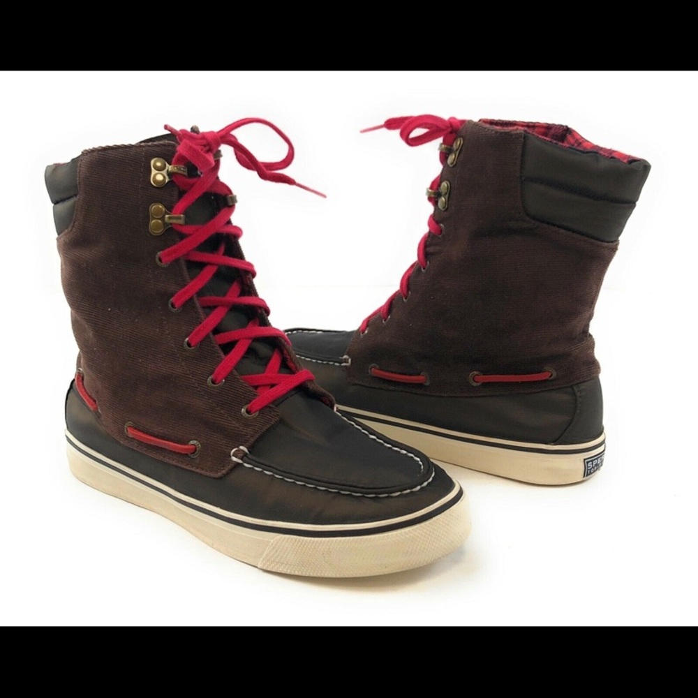 Sperry Sider ACKLINS Olive Nylon Corduroy Boots 8